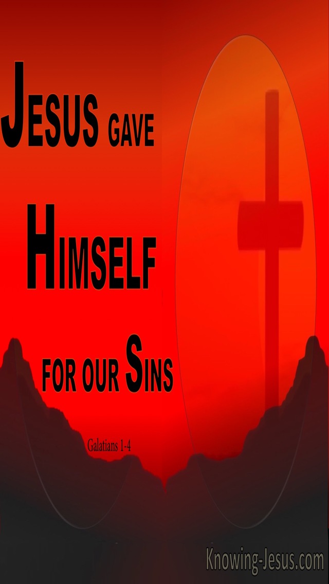 Galatians 1:4 Jesus Gave Himself For Our Sins (orange)